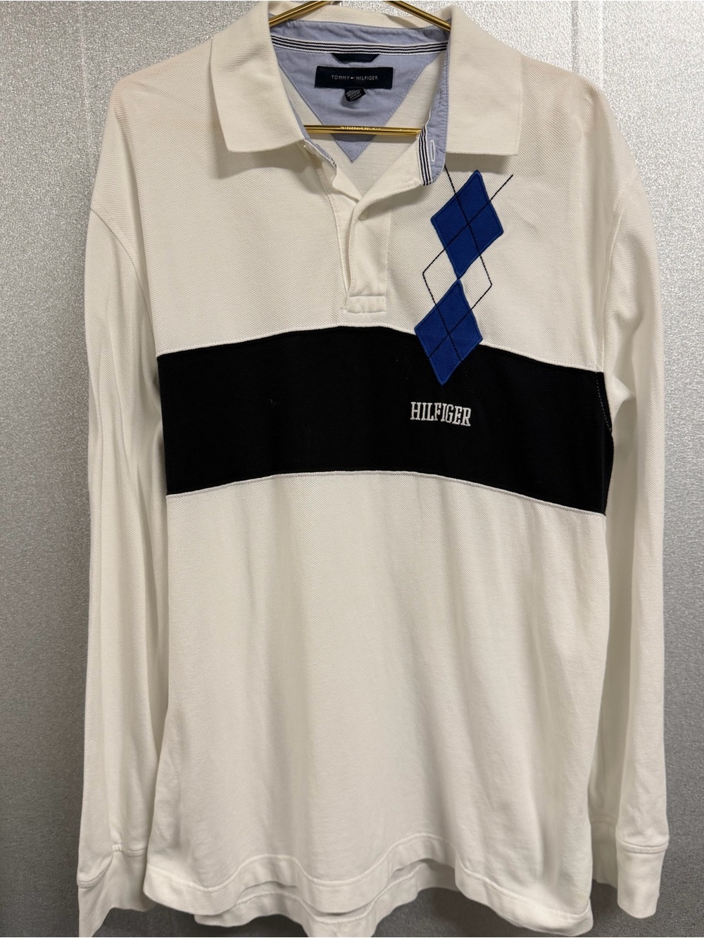 Tommy Hilfiger Rugby Polo Long Sleeve Colorblock Argyle XL